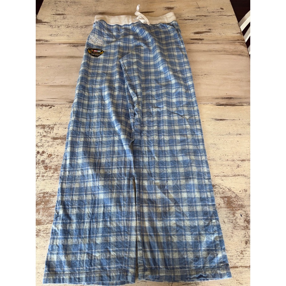 NASCAR pajama pants women sz XS blue plaid iconic nextel cup series lounge pants